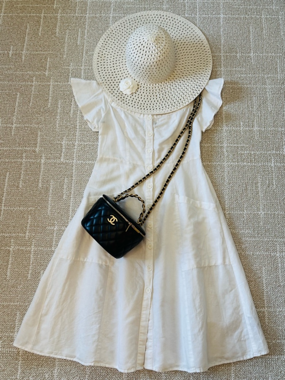 2 Dresses for $19! Off the Shoulder White Button-Front Women’s Dress Size M